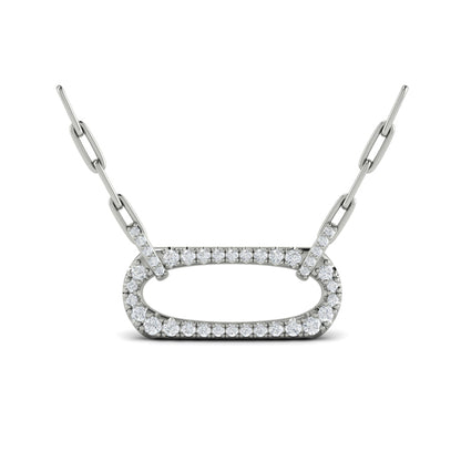 Diamond Accent East West Open Oval Pendant with Link Necklace
