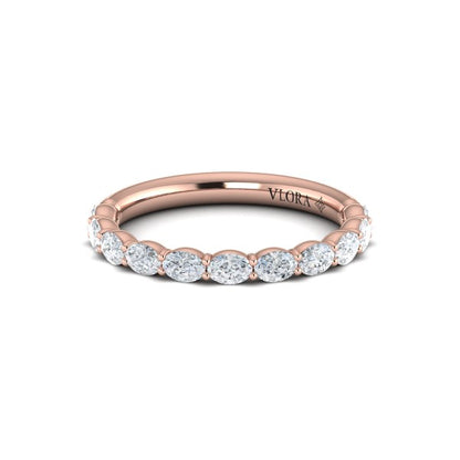 Graceful Oval Shared Prong Stackable Band