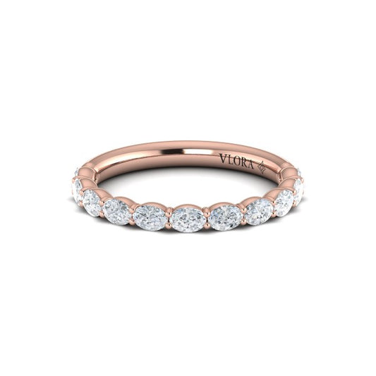 Graceful Oval Shared Prong Stackable Band