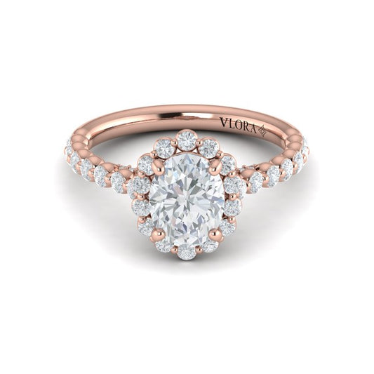 Floating Halo Oval Engagement Ring