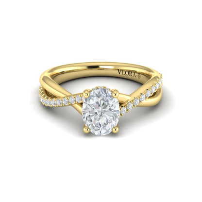 Entwined Oval Hidden Halo Engagement Ring