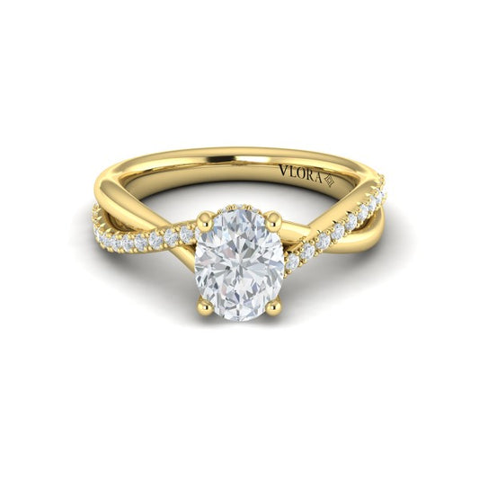 Entwined Oval Hidden Halo Engagement Ring
