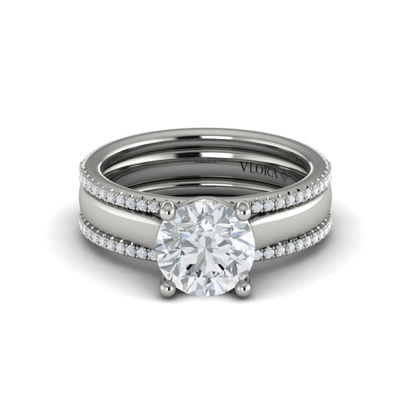 Round Classic Engagement Ring in Platinum by Vlora Bridal
