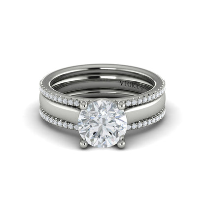 Round Classic Engagement Ring in Platinum by Vlora Bridal