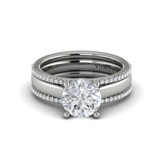 Round Classic Engagement Ring in Platinum by Vlora Bridal