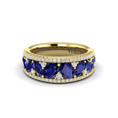 Oval Sapphire and Pavé Diamond Band