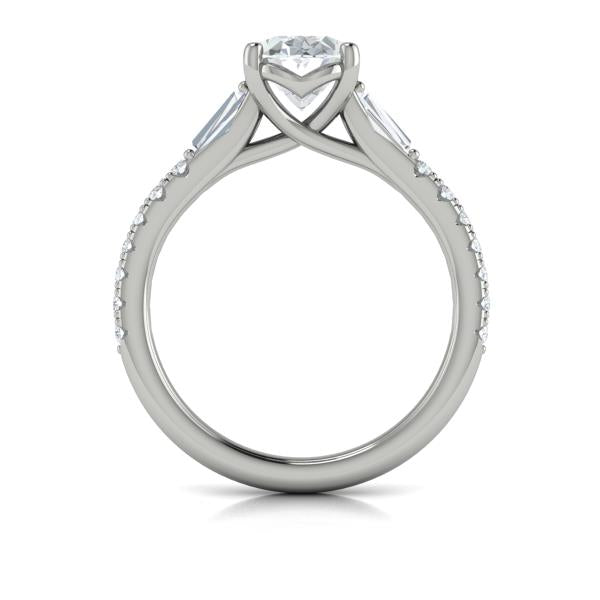 Oval Classic, Three Stone Engagement Ring in Platinum by Vlora Bridal