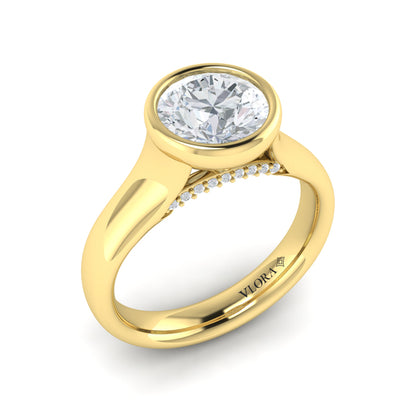 Contoured Bezel Diamond Engagement Ring
