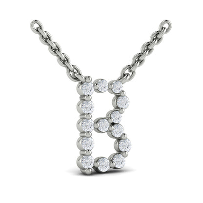 Diamond Alphabet Pendant Necklace, B