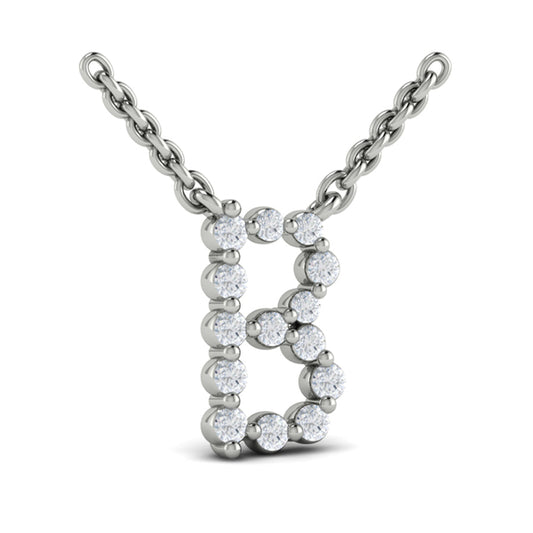 Diamond Alphabet Pendant Necklace, B