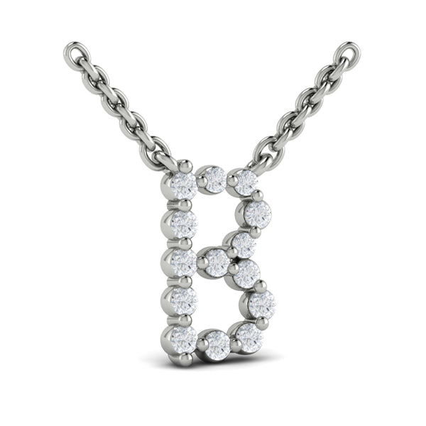 Diamond Alphabet Pendant Necklace, B