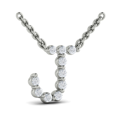 Diamond Alphabet Pendant Necklace, J