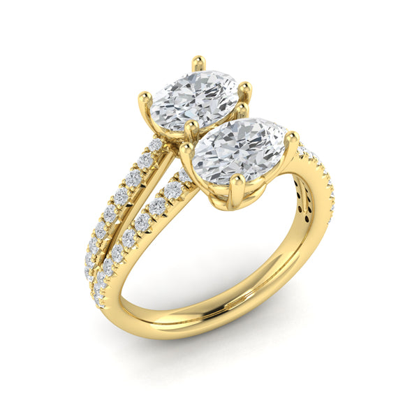 Spiral Oval Two Stone Engagement Ring