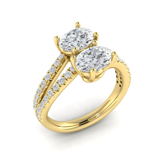 Spiral Oval Two Stone Engagement Ring