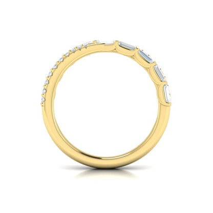 Crossed Baguette and Round Stackable Band