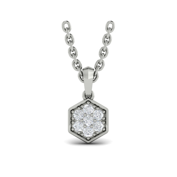 Diamond Cluster Honeycomb Pendant Necklace