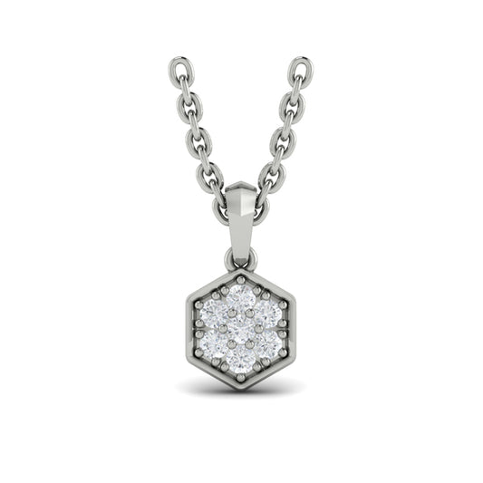 Diamond Cluster Honeycomb Pendant Necklace