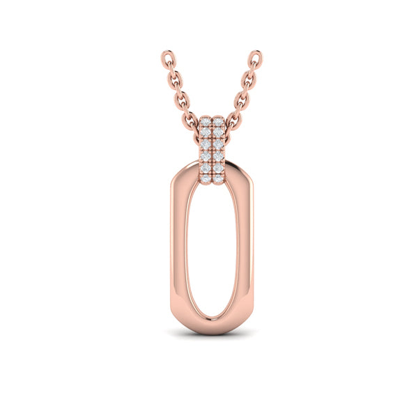 Diamond Accent North South Open Oval Pendant with Link Necklace