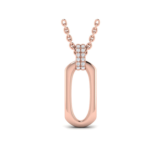 Diamond Accent North South Open Oval Pendant with Link Necklace