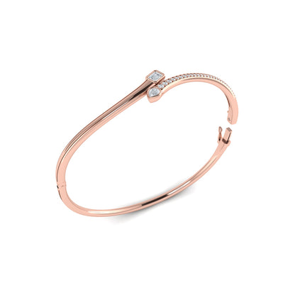 Emerald & Pear Shape Diamond Open Bangle