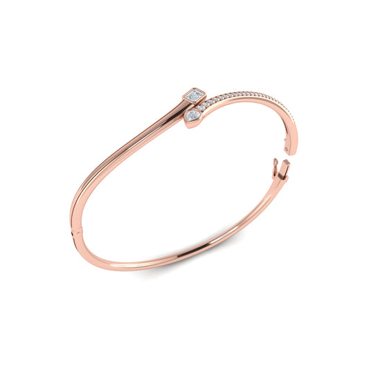 Emerald & Pear Shape Diamond Open Bangle