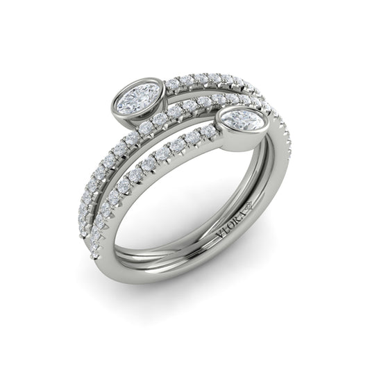 Diamond Three Row Oval Diamond Wrap Ring