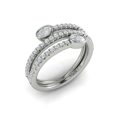 Diamond Three Row Oval Diamond Wrap Ring