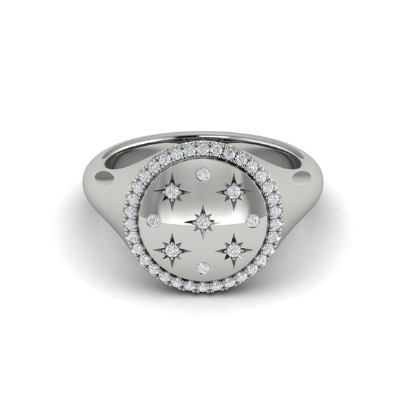 Star Diamonds and Bezel Signet Ring