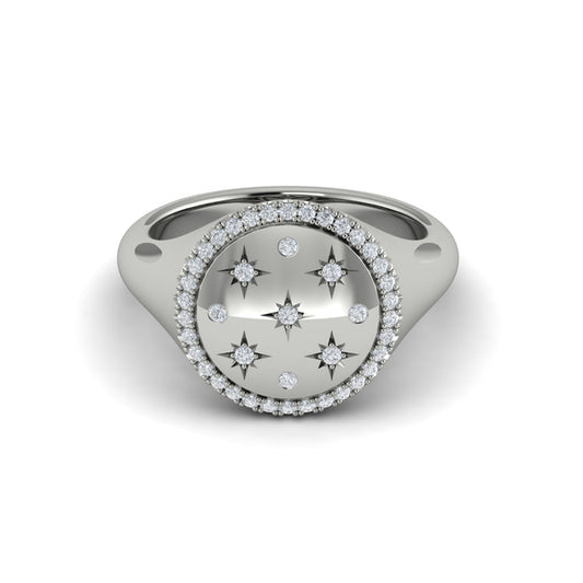 Star Diamonds and Bezel Signet Ring