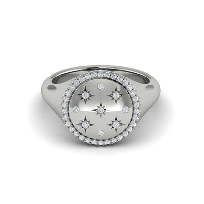 Star Diamonds and Bezel Signet Ring