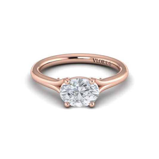 Horizon Solitaire Spit Shank Oval Engagement Ring