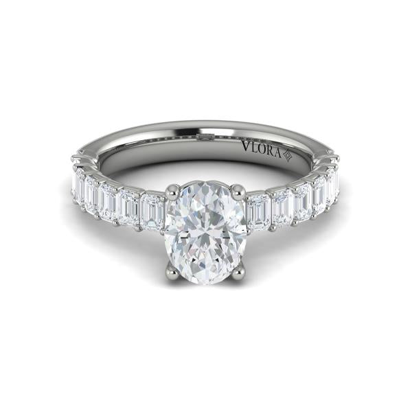 Oval Classic Engagement Ring in Platinum by Vlora Bridal