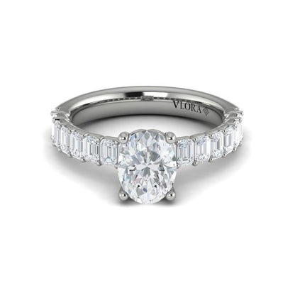 Oval Classic Engagement Ring in Platinum by Vlora Bridal