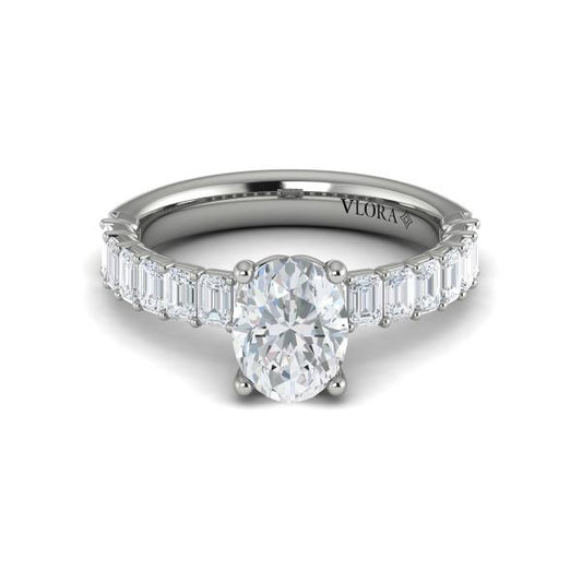 Oval Classic Engagement Ring in Platinum by Vlora Bridal