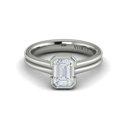 Veiled Emerald Cut Diamond Engagement Ring