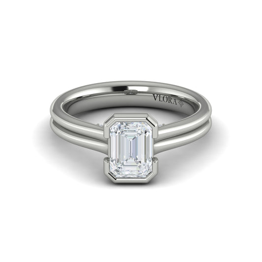 Veiled Emerald Cut Diamond Engagement Ring