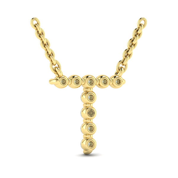 Diamond Alphabet Pendant Necklace, T