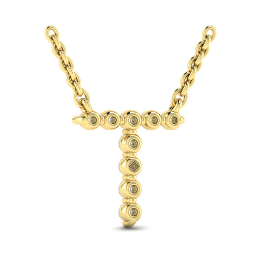 Diamond Alphabet Pendant Necklace, T