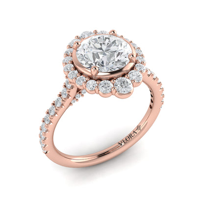 Cathedral Arch Halo Round Engagement Ring