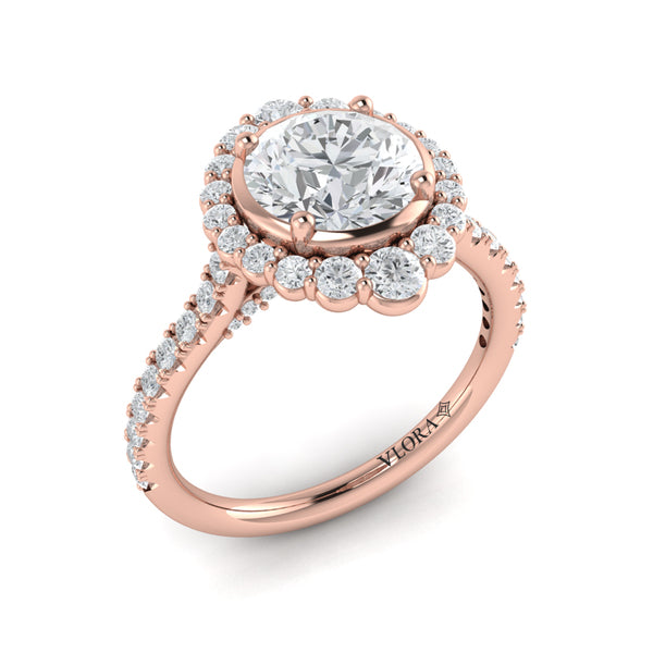 Cathedral Arch Halo Round Engagement Ring