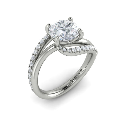 Round Classic Engagement Ring in Platinum by Vlora Bridal