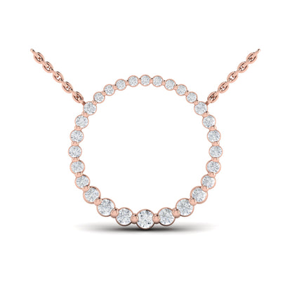 Graduated Round Diamond Open Circle Pendant