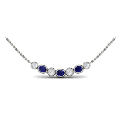 Diamond and Sapphire Rounded Bezel Pendant