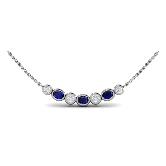Diamond and Sapphire Rounded Bezel Pendant