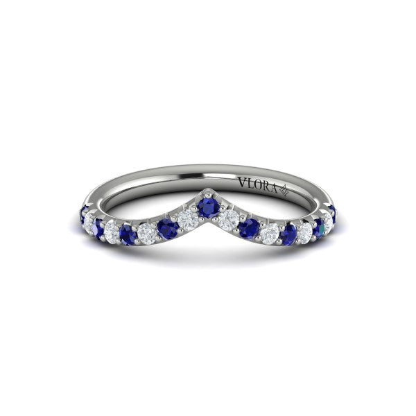Sapphire and Diamond Contour Band