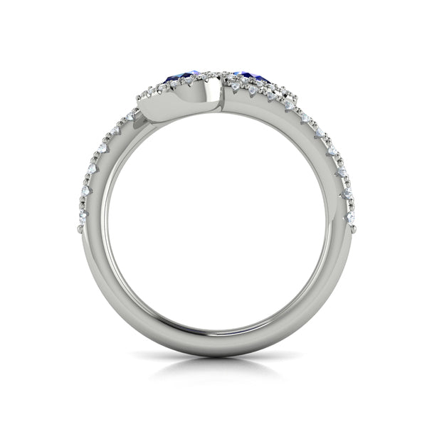 Diamond Wrapped Pear Blue Sapphire Ring