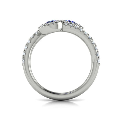 Diamond Wrapped Pear Blue Sapphire Ring