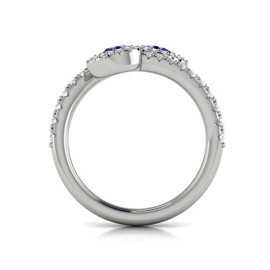 Diamond Wrapped Pear Blue Sapphire Ring