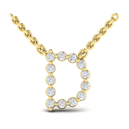 Diamond Alphabet Pendant Necklace, D