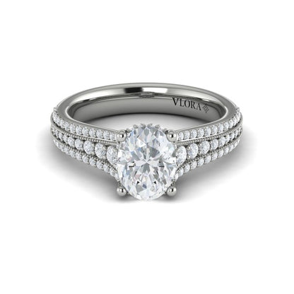 Oval Classic, Modern Vintage Engagement Ring in Platinum by Vlora Bridal